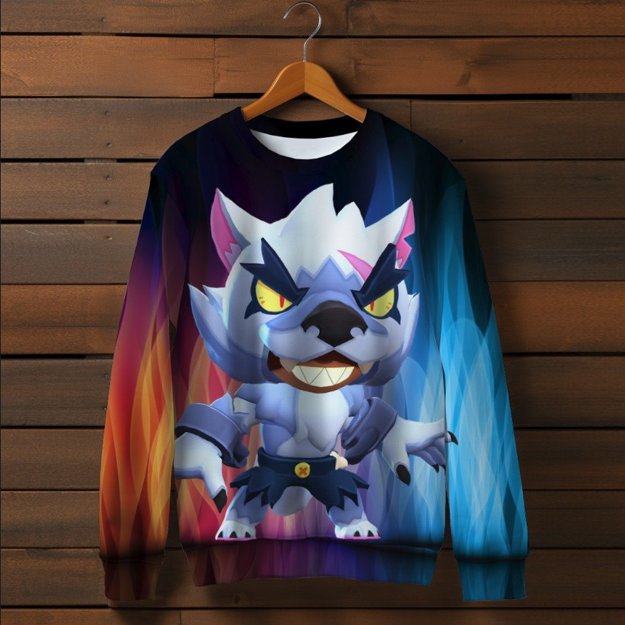 Світшот 3D Бравл Старс білий вовк Леон leon_white_wolf_leon ВСІ Розміри Преміум тканина