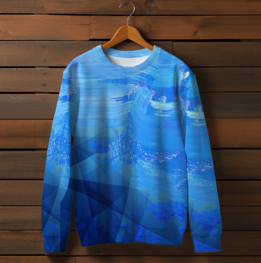 Світшот 3D блакитний арт абстракція ВСІ Розміри Преміум тканина