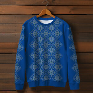 Блакитний Світшот с 3D принтом Вишиванка