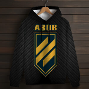 Біла Толстовка-кенгуру (толстовка) з 3D принтом Азов ВСІ Розміри Преміум тканина