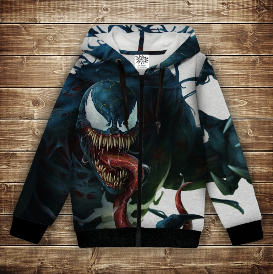 Худі з 3Д принтом на тему - Venom-2. Веном - 2. Дитячі та дорослі розміри ВСІ Розміри Преміум тканина