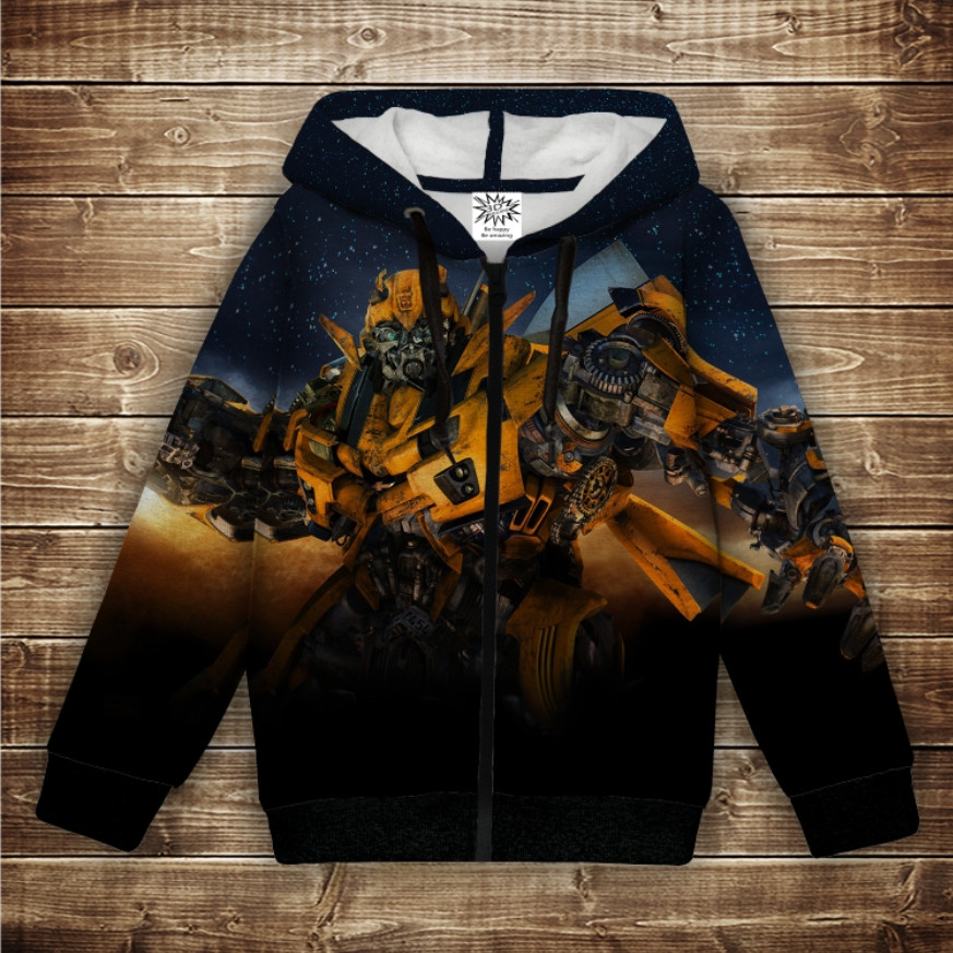 Худі з 3Д принтом на тему - Transformers Bamblbee. Дитячі та дорослі розміри ВСІ Розміри Преміум тканина