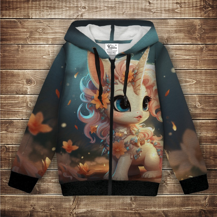 Худі теплий з 3Д принтом Єдинорожка ВСІ Розміри Преміум тканина