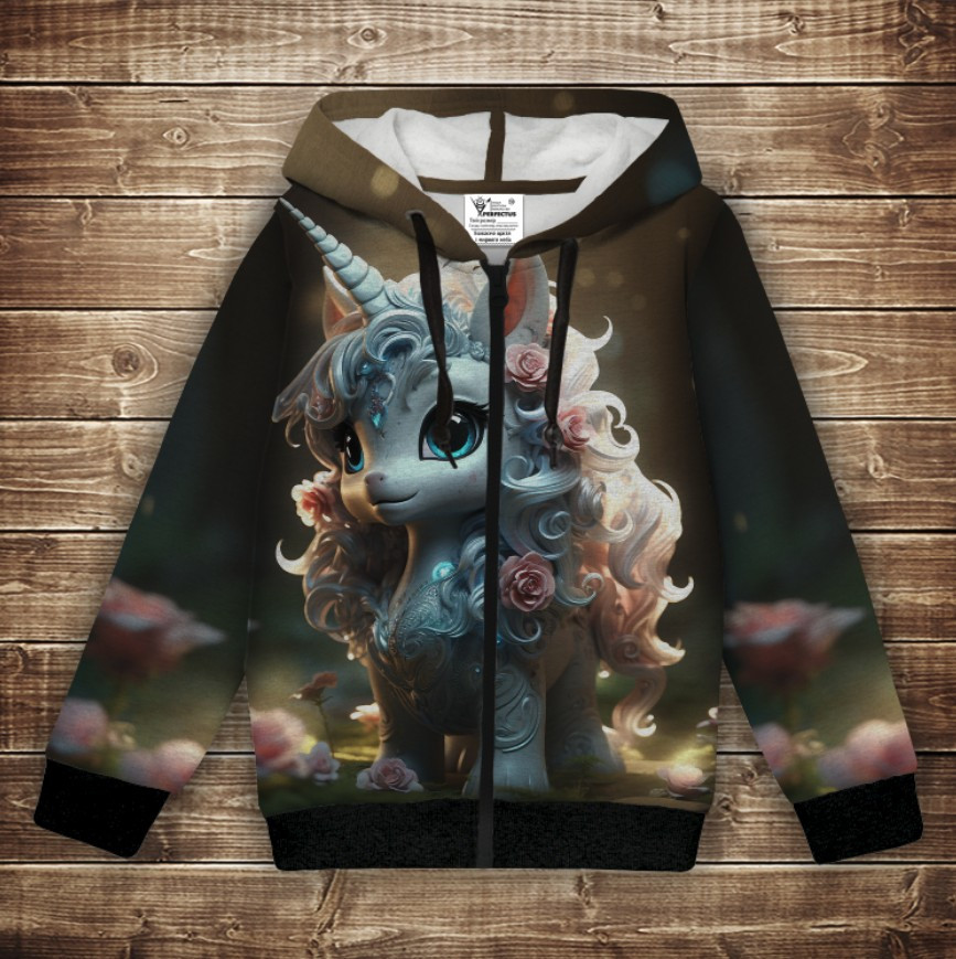 Худі теплий з 3Д принтом Єдинорожка ВСІ Розміри Преміум тканина