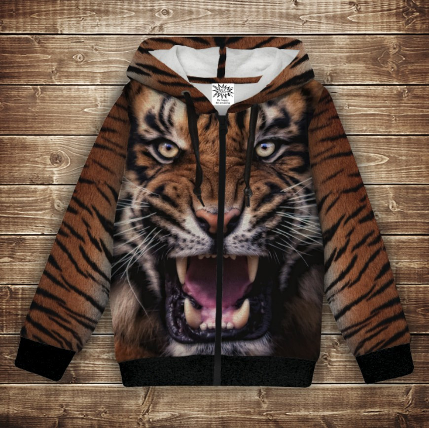 Худі з 3Д принтом Тигр. Дорослі і Дитячі розміри ВСІ Розміри Преміум тканина
