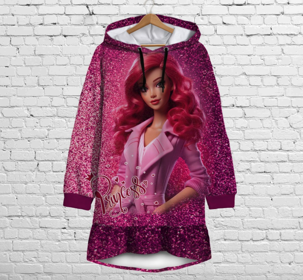 Плаття-худі з капюшоном і воланом Барбі / Принцеса. Дитячі і дорослі розміри. ВСІ Розміри Преміум тканина