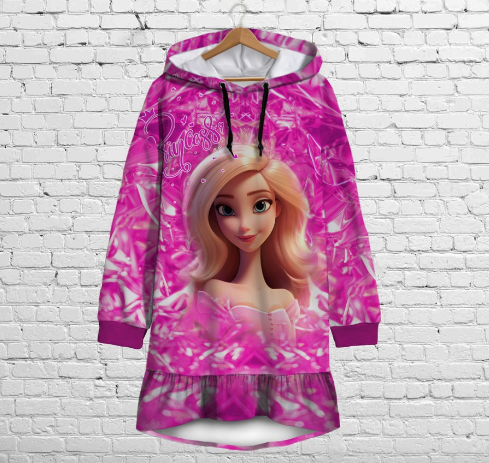 Плаття-худі з капюшоном і воланом Барбі / Принцеса. Дитячі і дорослі розміри. ВСІ Розміри Преміум тканина