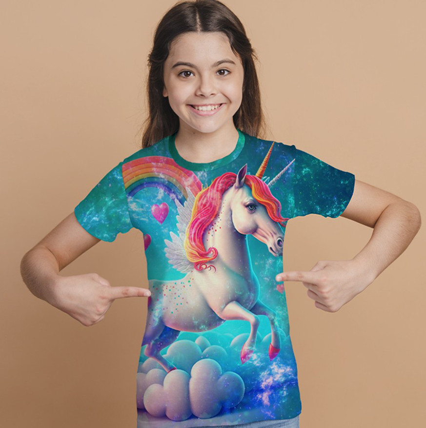 Футболка 3D з принтом Одноріжка ВСІ Розміри Преміум тканина