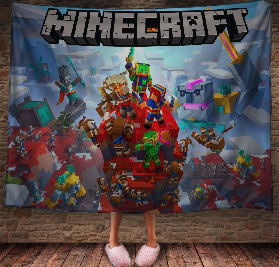 Плед з 3D принтом - Майнкрафт пекельна битва 150х200 см.