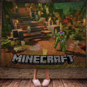 Плед з 3D принтом - Майнкрафт місто 150х200 см.