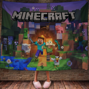 Плед з 3D принтом - Майнкрафт Стів та Олекса 150х200 см.