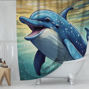 Штора для ванної з 3D принтом Дельфін Ілюстрація. Арт малюнок 150х200 см.
