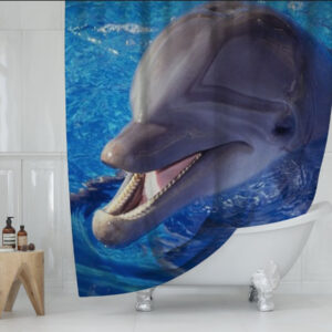 Штора для ванної з 3D принтом Дельфін у морі 01 150х200 см.
