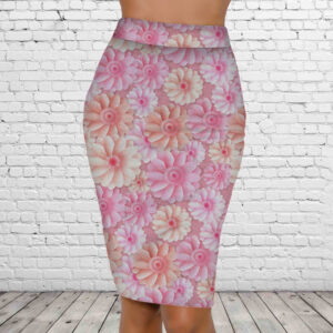 Спідниця-олівець з 3D принтом Ніжний рожевий квітковий принт ВСІ Розміри Преміум тканина