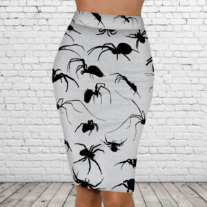 Спідниця-олівець з 3D принтом павуки на білому тлі ВСІ Розміри Преміум тканина
