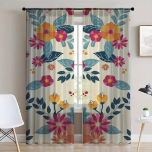 Гардина тюль комплект з 2х шт Веселі квіти 01