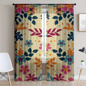 Гардина тюль комплект з 2х шт Веселі квіти 02