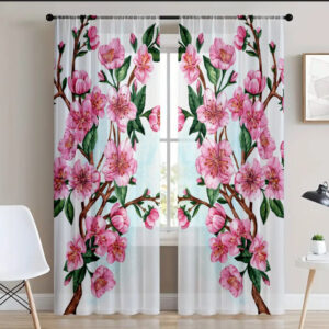 Гардина тюль комплект з 2х шт гілочки сакури