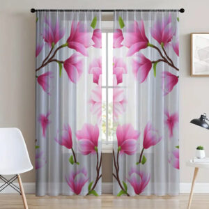 Гардина тюль комплект з 2х шт Рожева магнолія