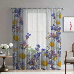Гардина тюль комплект з 2х шт Ромашки і ніжні польові квіти