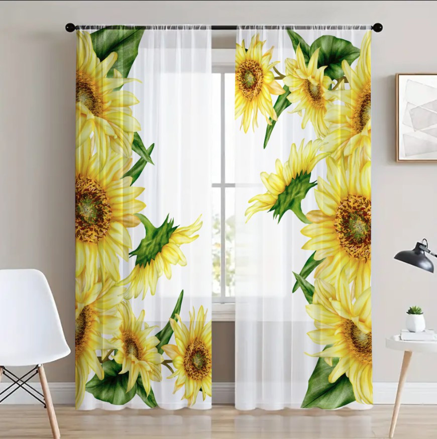 Гардина тюль комплект з 2х шт соняхи крупні