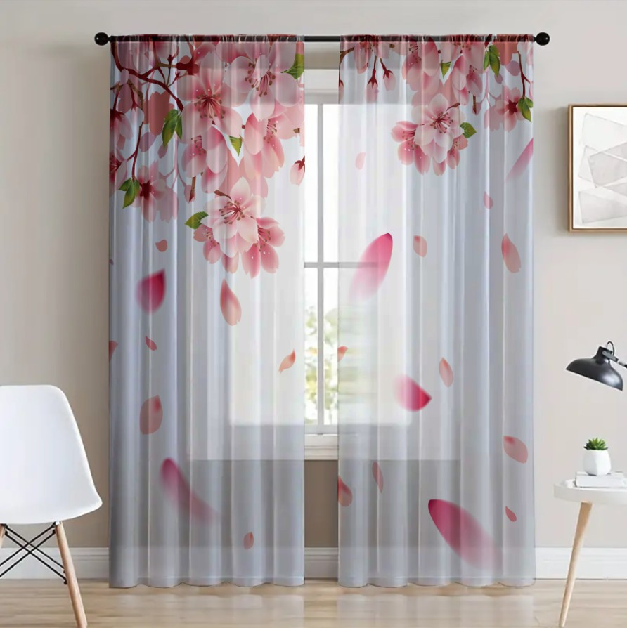 Гардина тюль комплект з 2х шт Чарівна Сакура