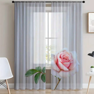 Гардина тюль комплект з 2х шт рожева троянда велика