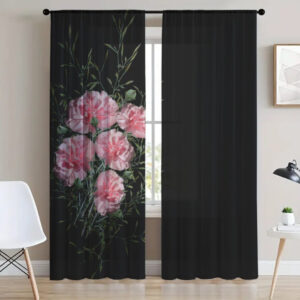 Гардина тюль комплект з 2х шт рожеві гвоздики