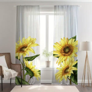 Гардина тюль комплект з 2х шт красиві крупні соняхи