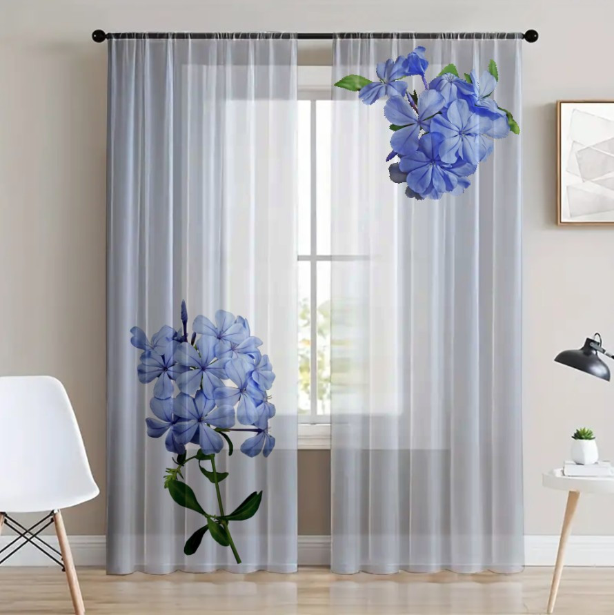 Гардина тюль комплект з 2х шт бузок фіолетовий