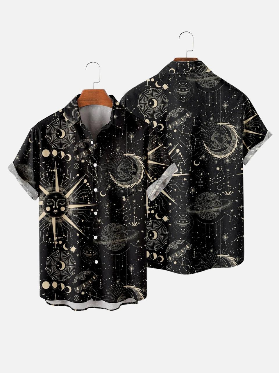 Сорочка з 3D-принтом Магічні символи Астролог чорна ВСІ Розміри