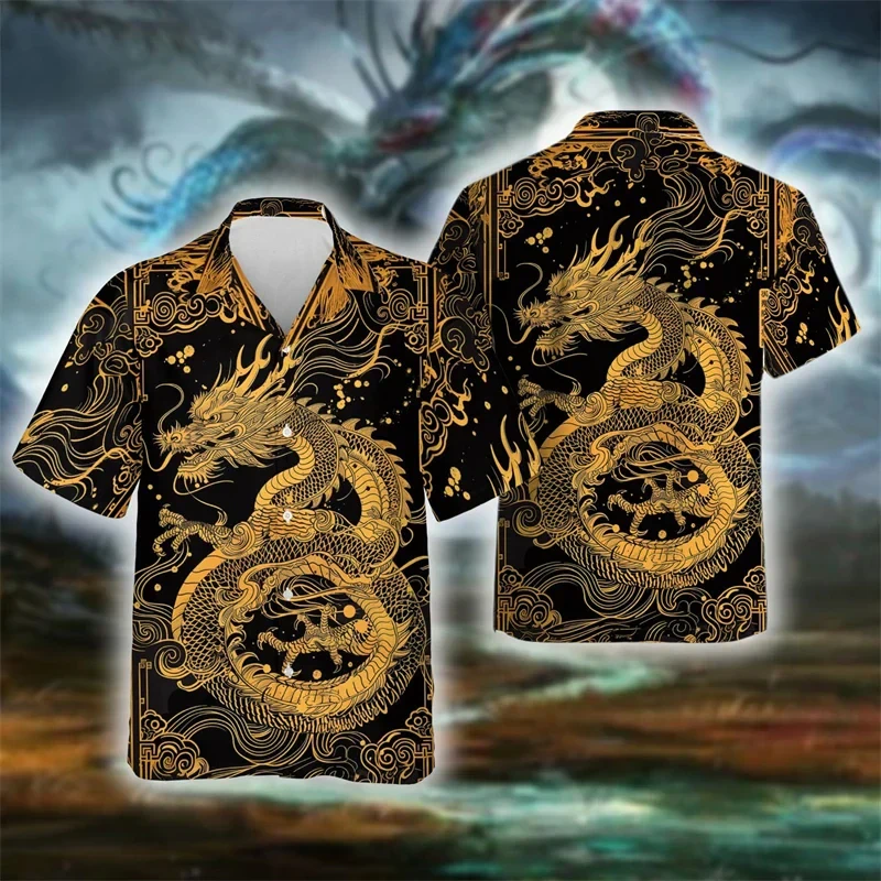 Чоловіча сорочка 3D принт Містичні китайські дракони 01 ВСІ Розміри