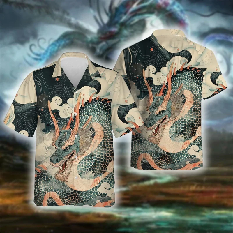 Чоловіча сорочка 3D принт Містичні китайські дракони 09 ВСІ Розміри