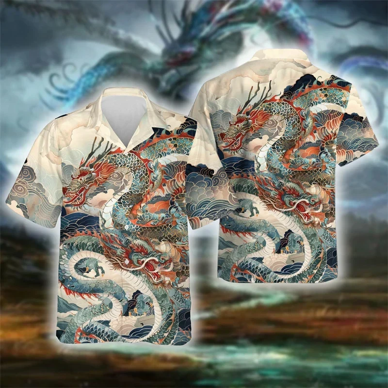 Чоловіча сорочка 3D принт Містичні китайські дракони 12 ВСІ Розміри