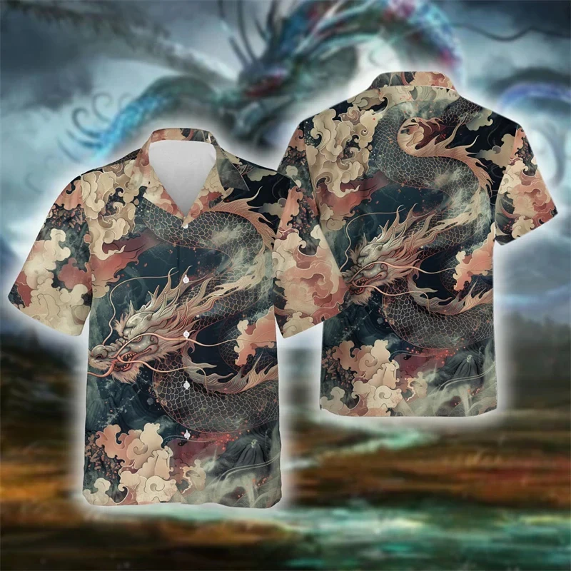 Чоловіча сорочка 3D принт Містичні китайські дракони 14 ВСІ Розміри