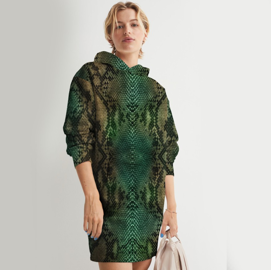 Плаття худі толстівка з принтом змія зелена зміїна шкіра 19 ВСІ Розміри Преміум тканина