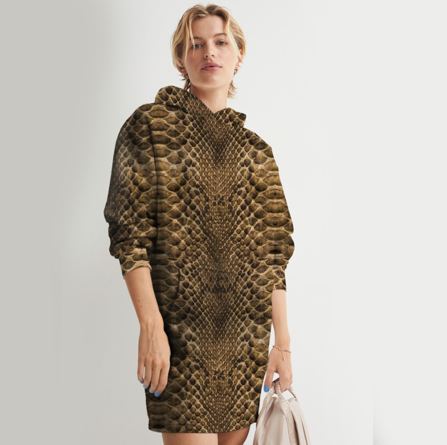 Плаття худі толстівка з принтом змія коричнева зміїна шкіра 16 ВСІ Розміри Преміум тканина