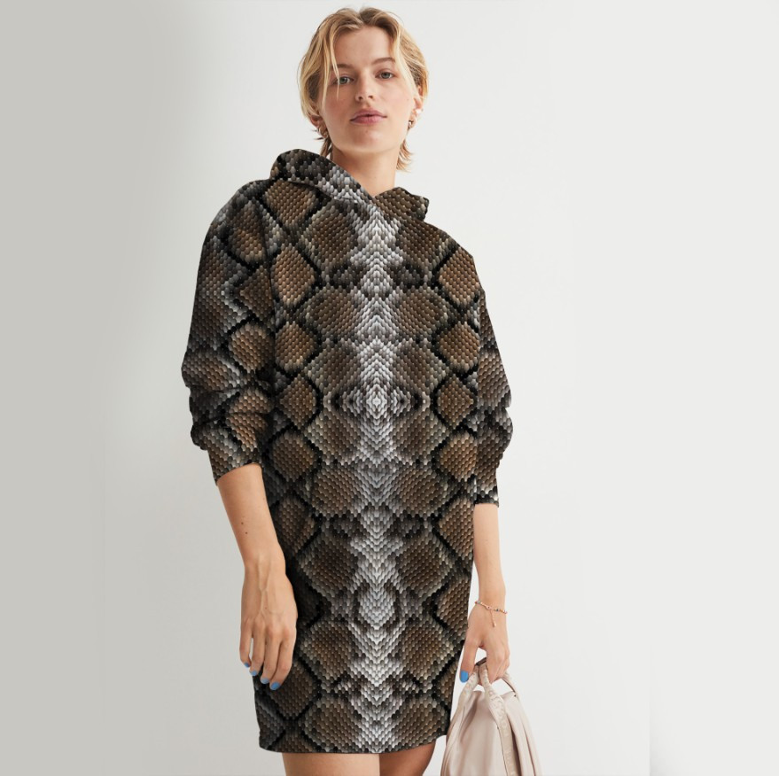 Плаття худі толстівка з принтом змія коричнева зміїна шкіра 17 ВСІ Розміри Преміум тканина