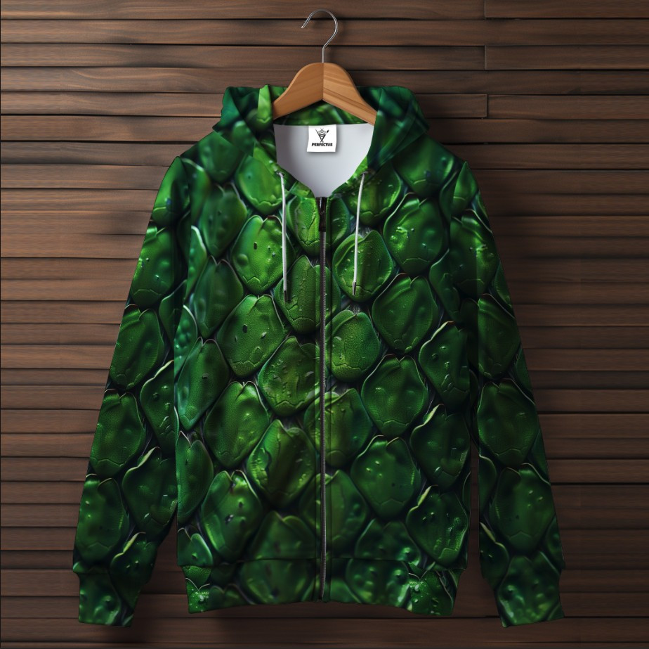 Худі на блискавці з принтом змія зелена зміїна шкіра луска дракона 12 ВСІ Розміри Преміум тканина