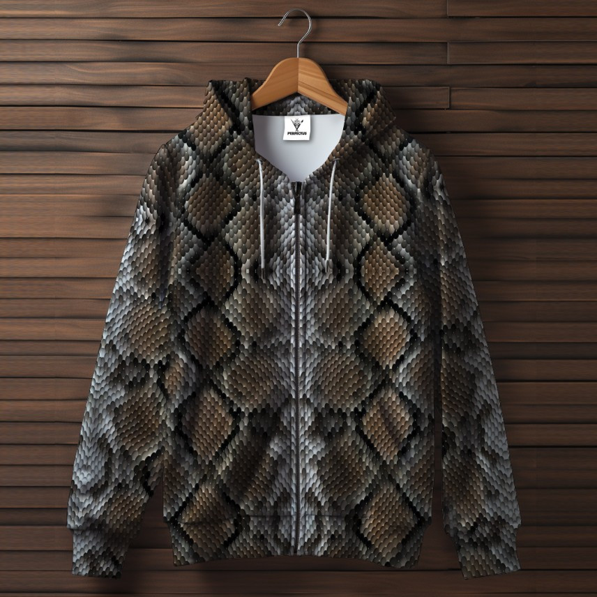 Худі на блискавці з принтом змія коричнева зміїна шкіра луска дракона 5 ВСІ Розміри Преміум тканина