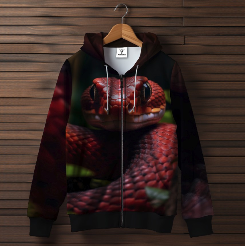 Худі на блискавці з принтом змія червона зміїна шкіра луска дракона 28 ВСІ Розміри Преміум тканина