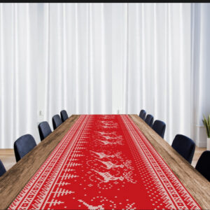 Раннер (доріжка на стіл) з принтом новорічний орнамент олені Санти