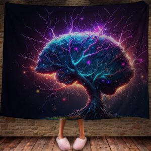 Плед з принтом фантастичне дерево міски неон 150х200 см.