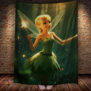 Плед з принтом фея в лісі в зеленому платі 150х200 см.