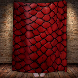 Плед з принтом червона шкіра змії дракона 150х200 см.