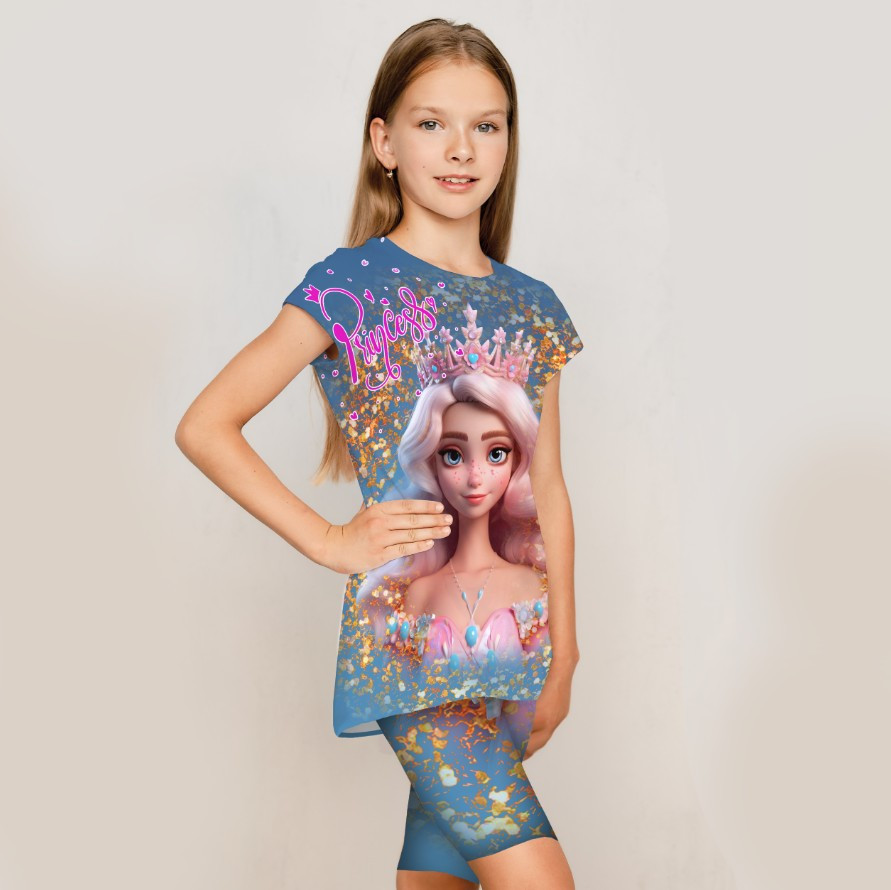 Костюм туніка + велосипедки з 3D принтом Принцеса Барбі 04 ВСІ Розміри Преміум тканина
