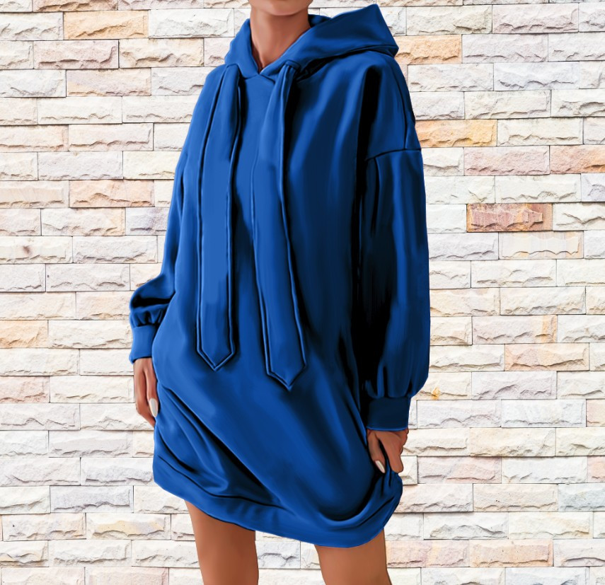 Плаття-худі тепле з об'ємними зав'язками в капюшоні ВСІ Розміри