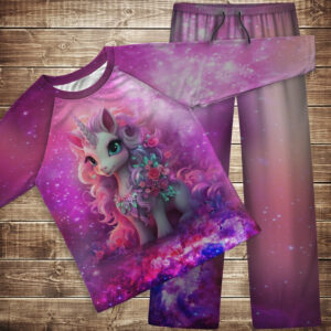 Піжама флісова (домашній костюм) Єдиноріжки на рожевому тлі (001) ВСІ Розміри Преміум тканина