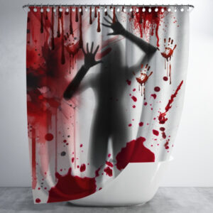 Штора для ванної з 3D принтом Жіночий силует і криваві плями 150х200 см.