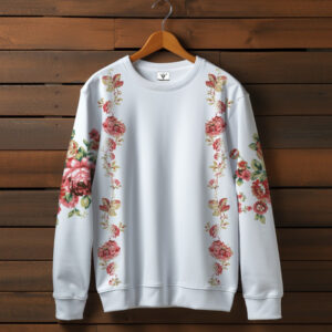 Білий світшот із принтом Ніжні троянди. Дорослі та дитячі розміри ВСІ Розміри Преміум тканина